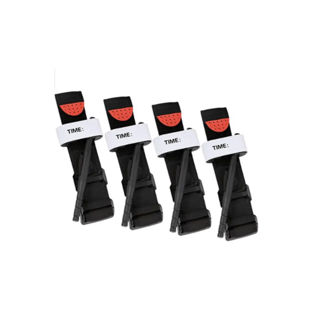 Image showing four tourniquets, essential first aid gear for immediate bleeding control